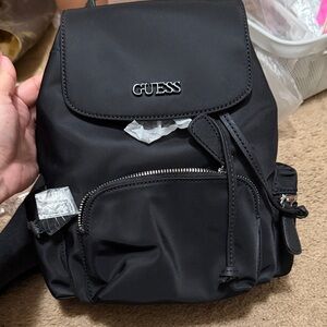 GUESS Black Backpack with Silver Details
